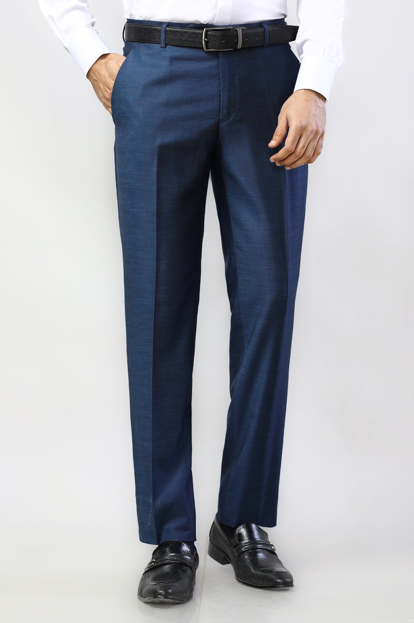 Navy Blue Wash & Wear Regular Fit Trouser – Diners Pakistan