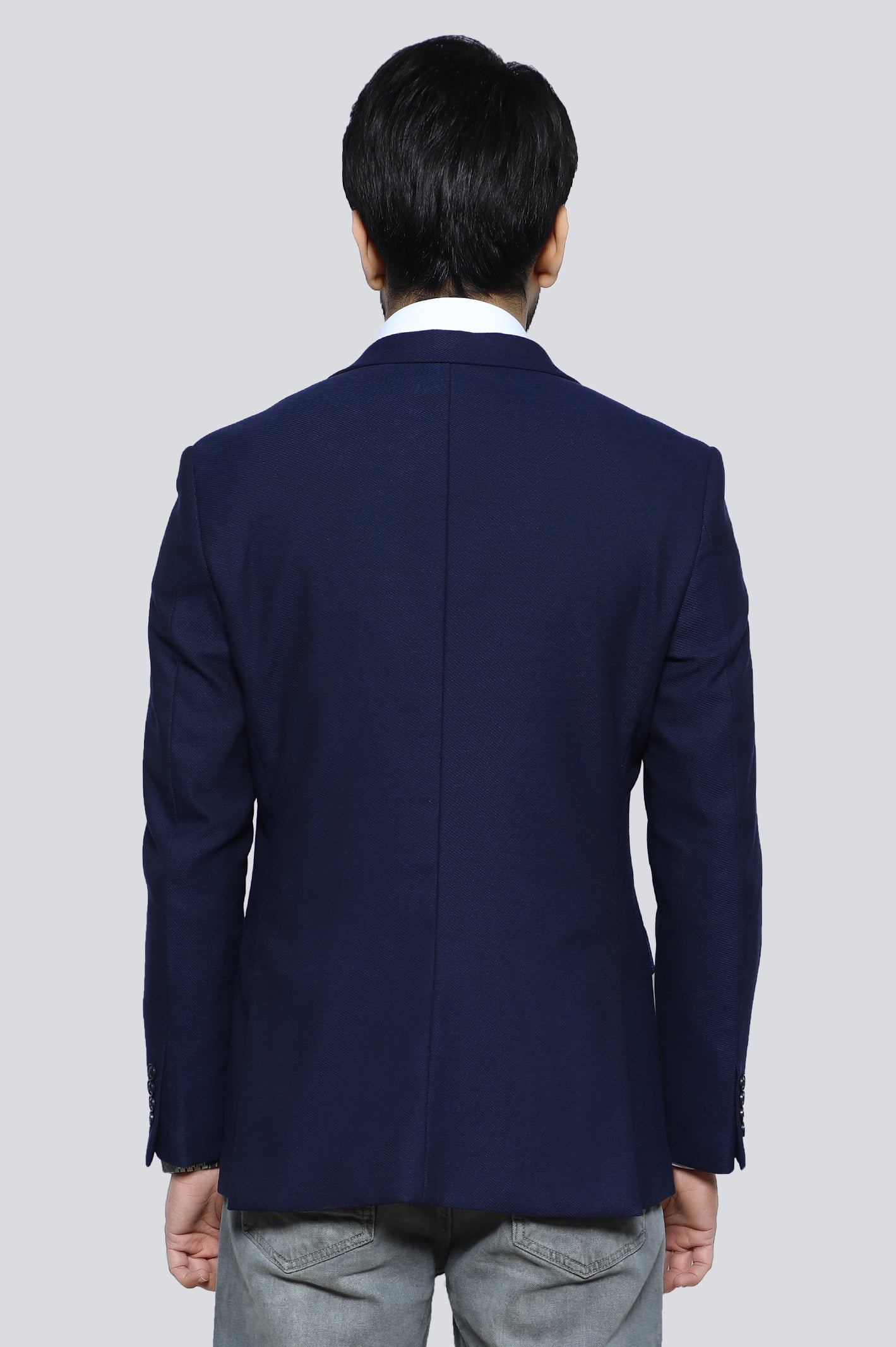 Men's Navy Blue Cotton Blazer 