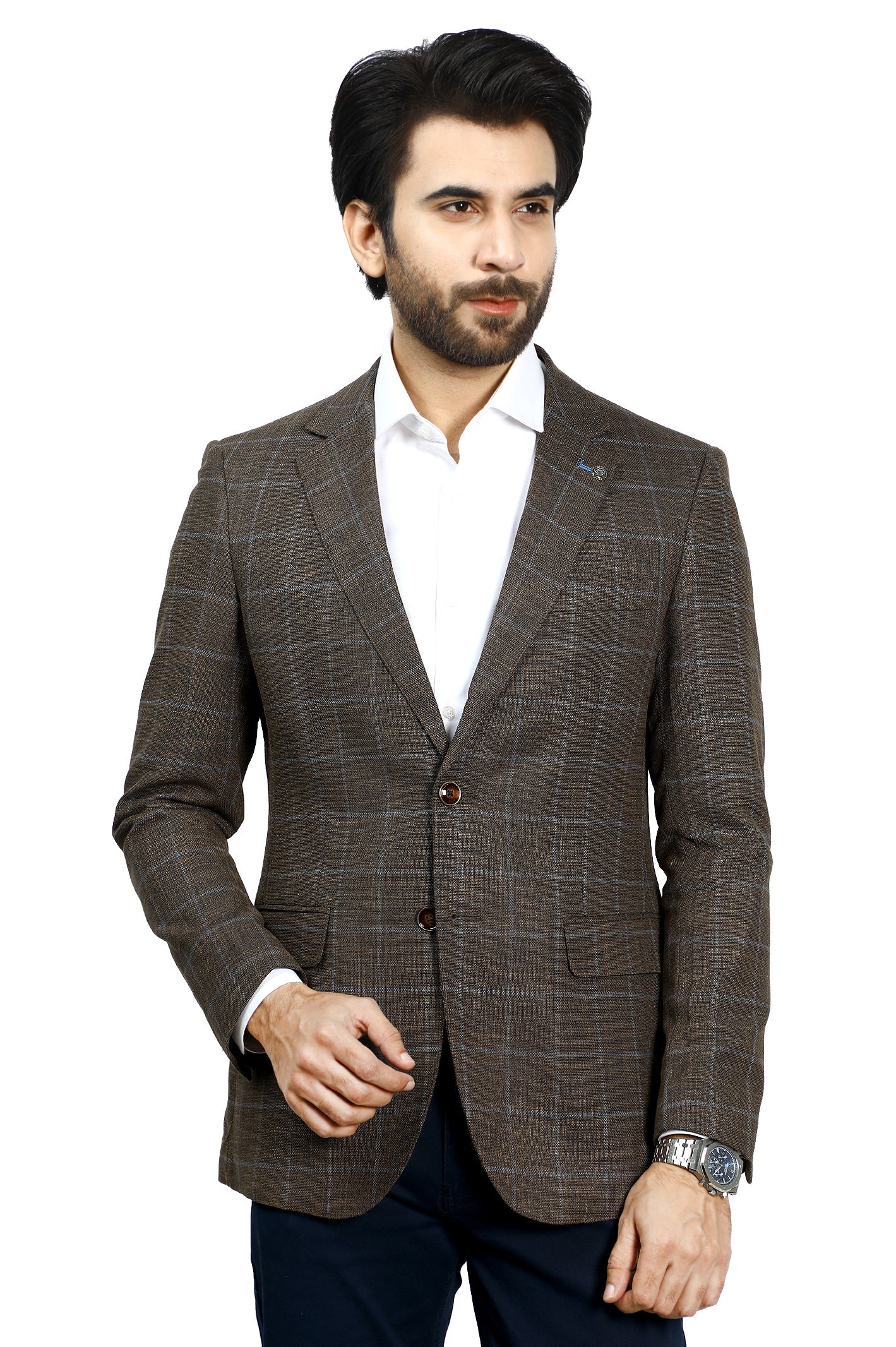 Mens Blazer SKU: CF3983-BROWN - Diners