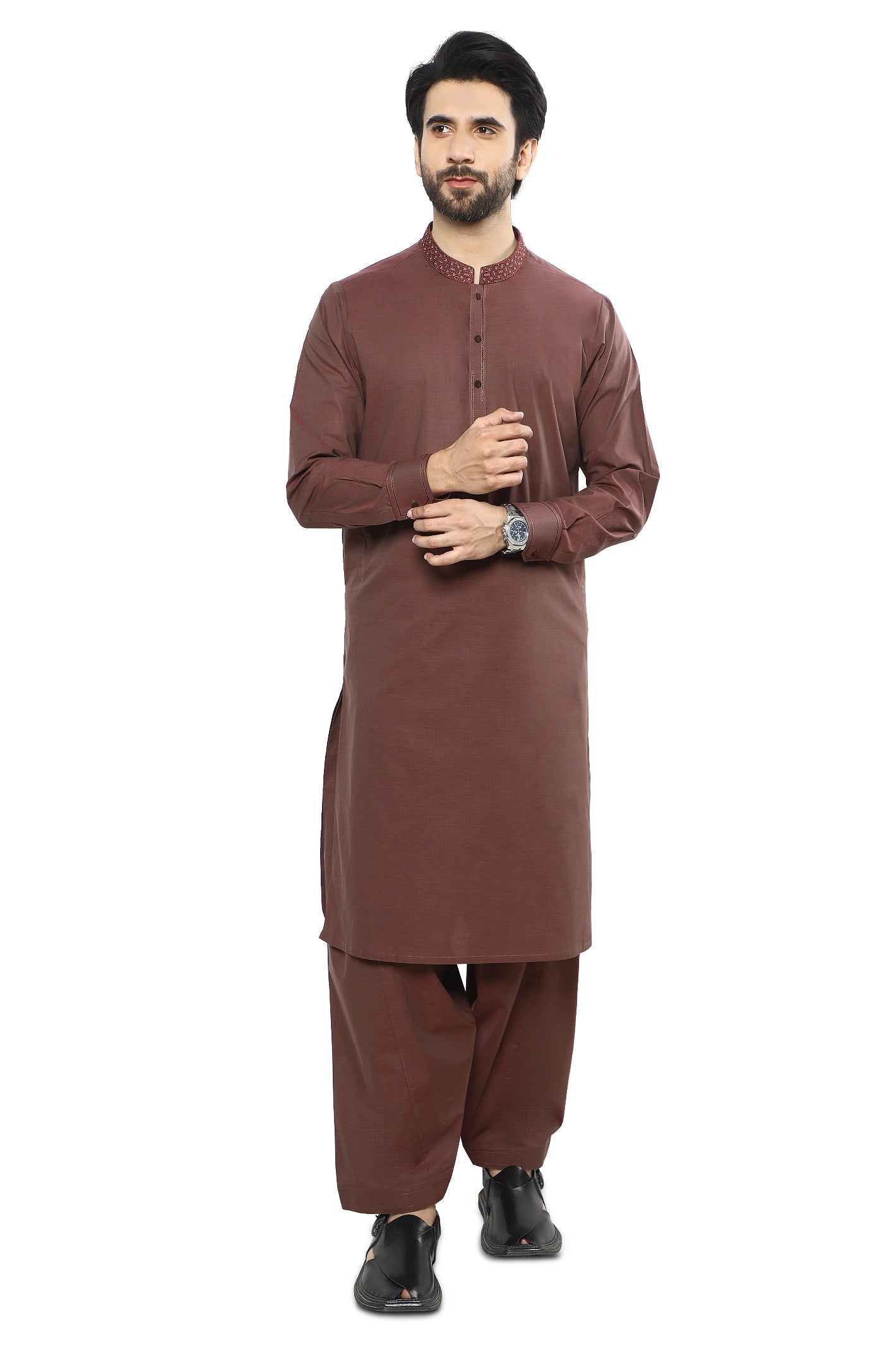 Formal Shalwar Suit for Men SKU: EG3056-RUST - Diners