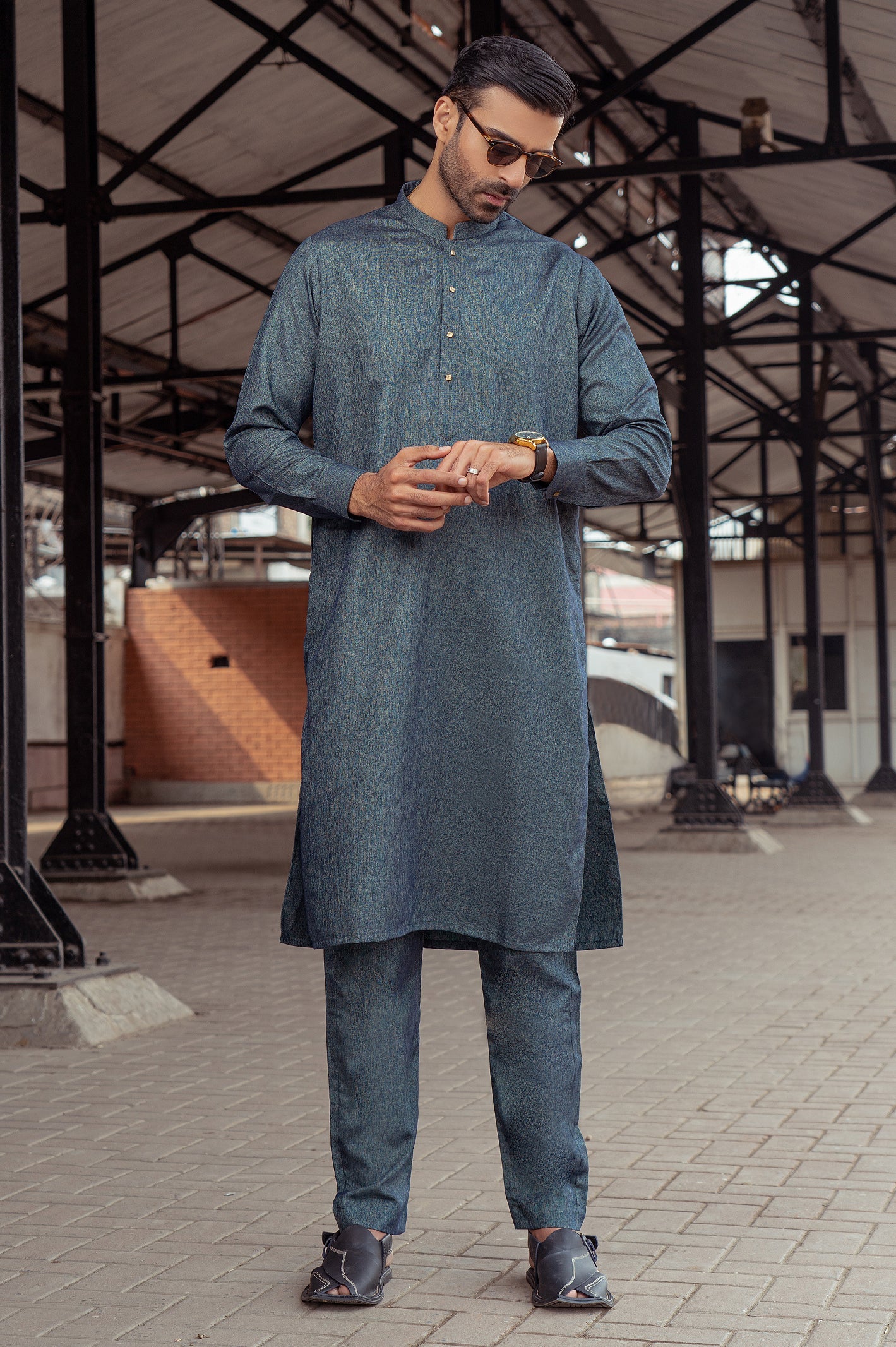 Formal Shalwar Suit for Men SKU: EG3006-BLUE - Diners