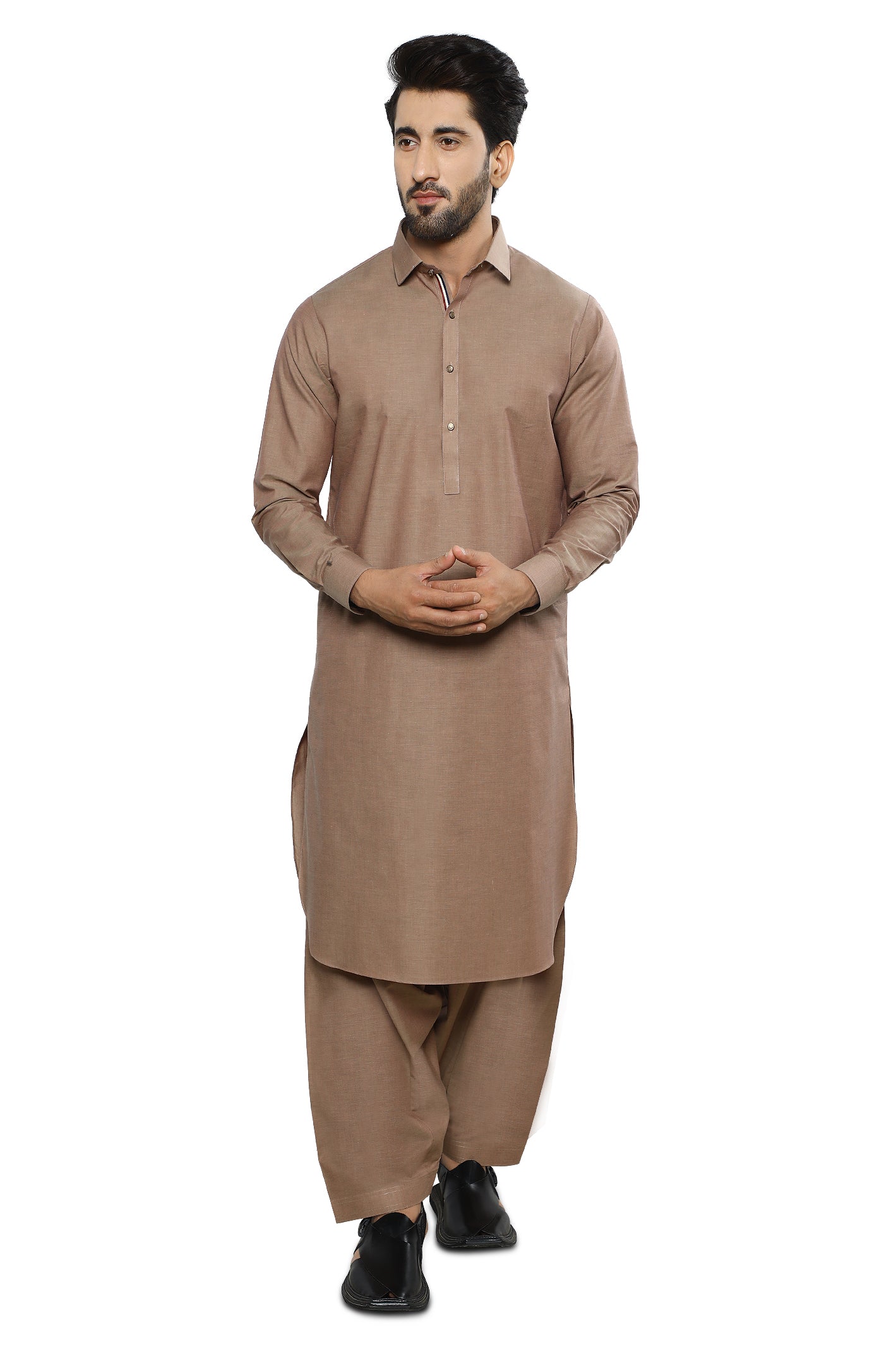 Formal Shalwar Suit for Men SKU: EG3044-BROWN - Diners