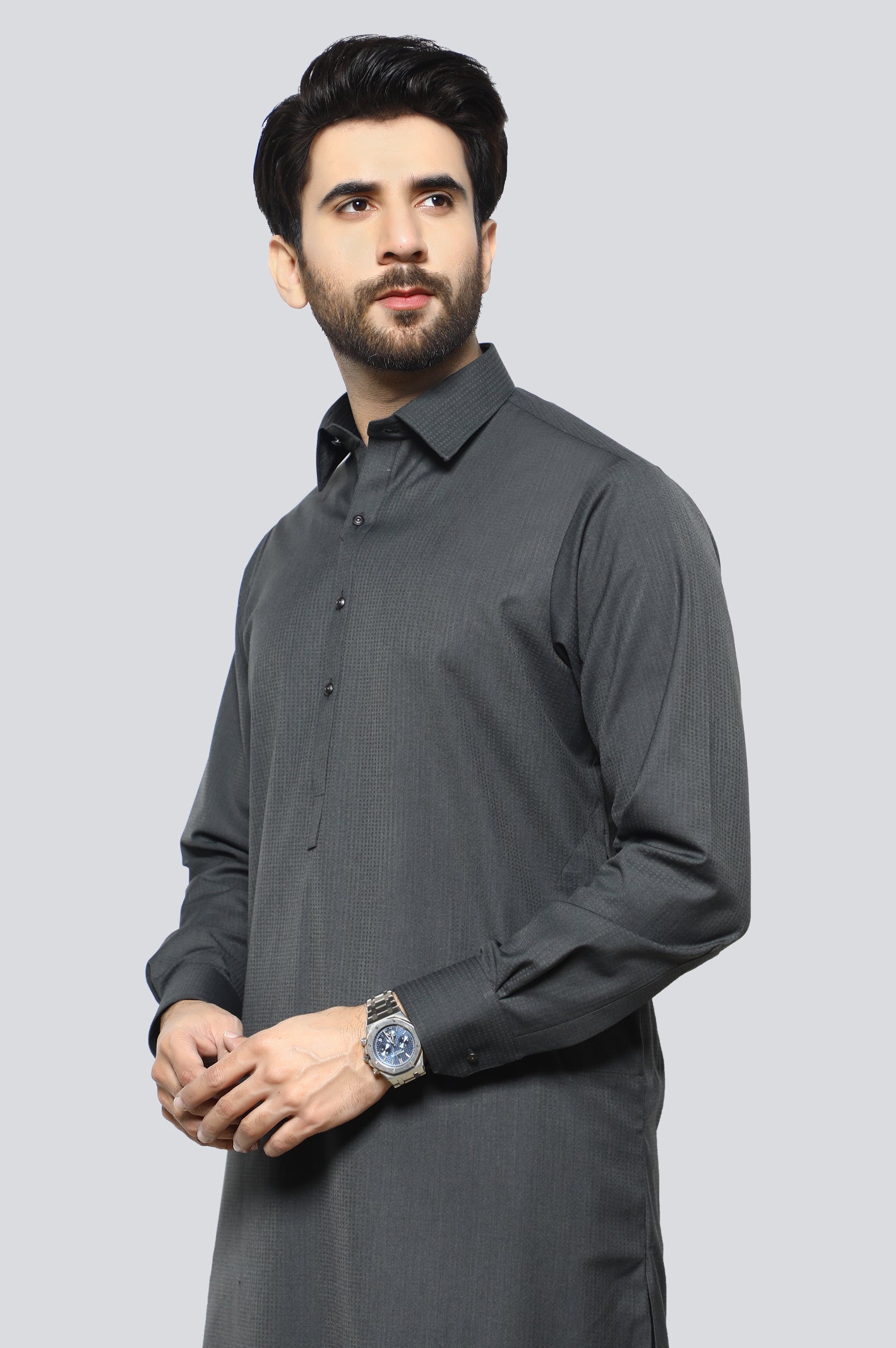 Dark Grey Wash & Wear Shalwar Kameez – Diners Pakistan