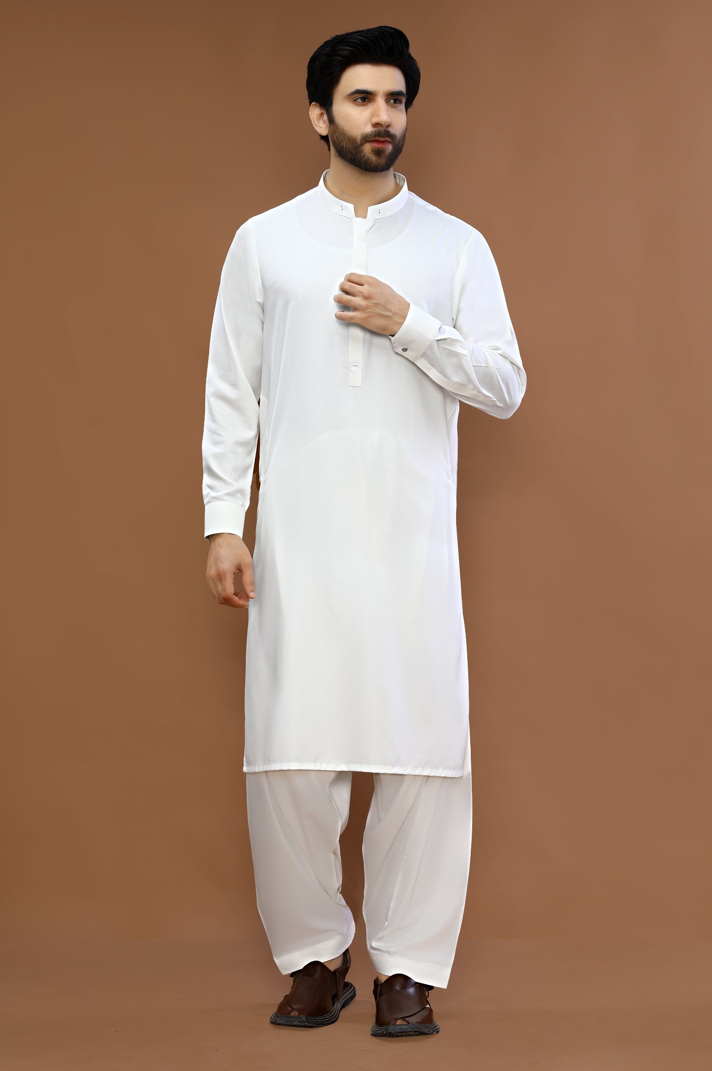 Off White Wash & Wear Shalwar Kameez - Diners