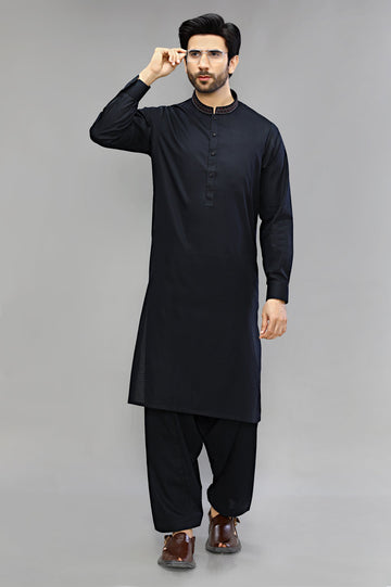 Black Cotton Shalwar Kameez - Diners