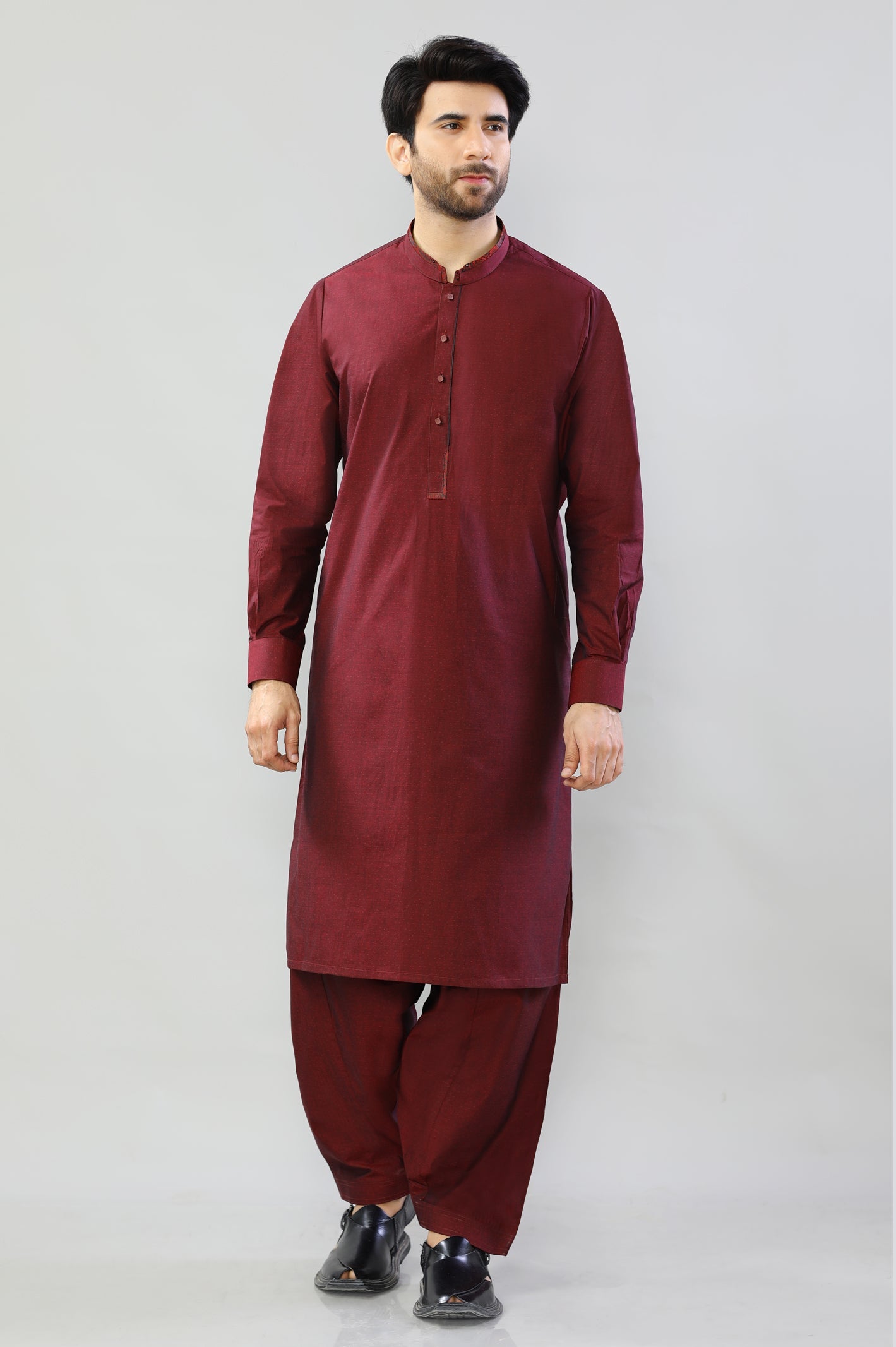 Maroon Cotton Shalwar Kameez