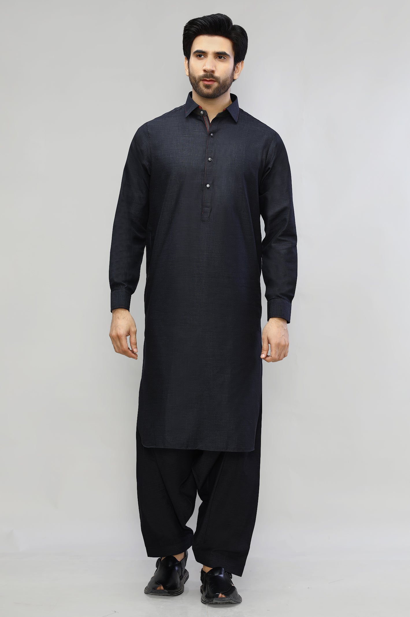 Dark Grey Cotton Shalwar Kameez - Diners