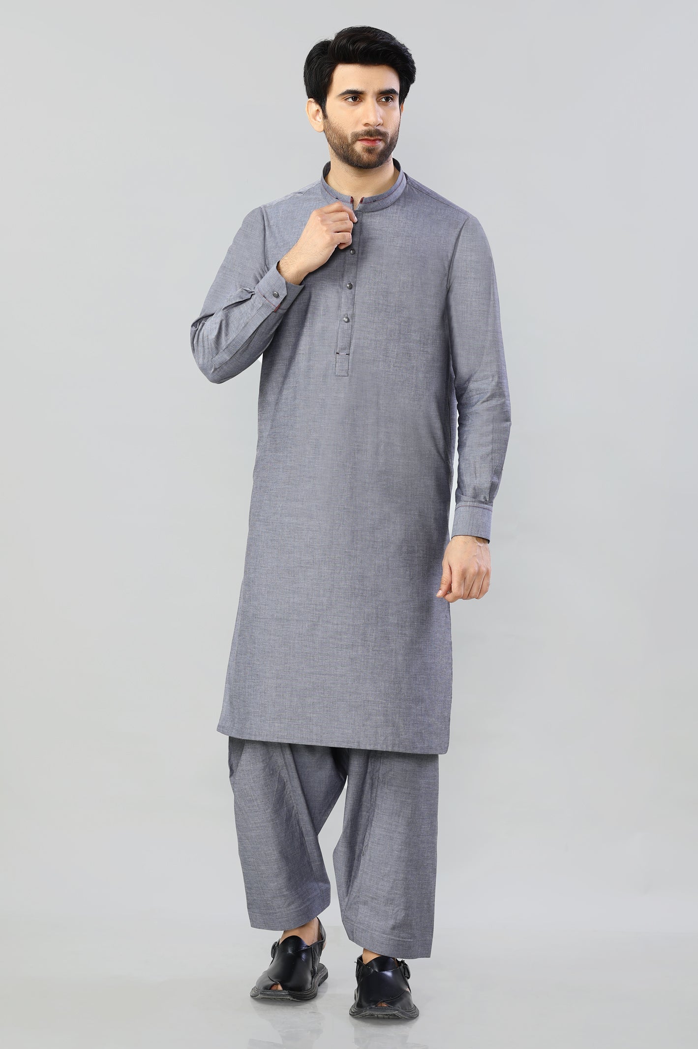Grey Cotton Shalwar Kameez – Diners Pakistan