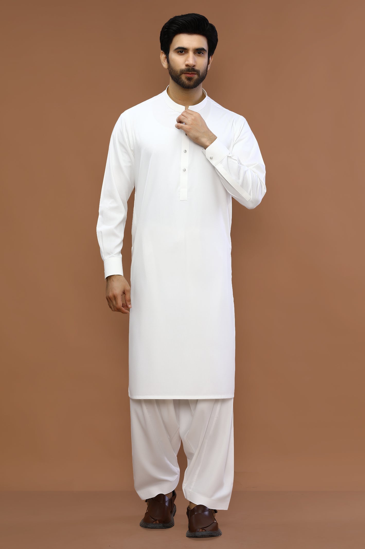 Premium Off White Wash & Wear Shalwar Kameez - Diners