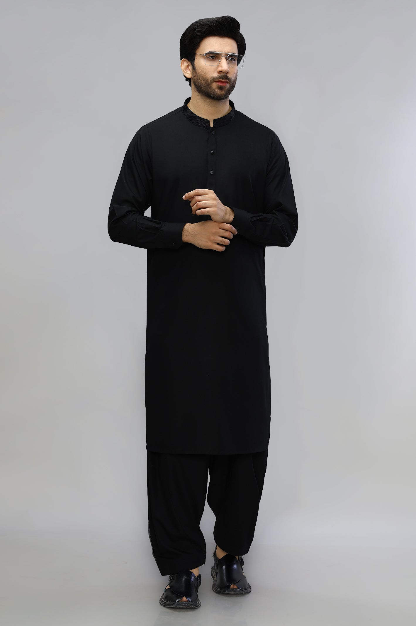 Black Wash & Wear Shalwar Kameez - Diners