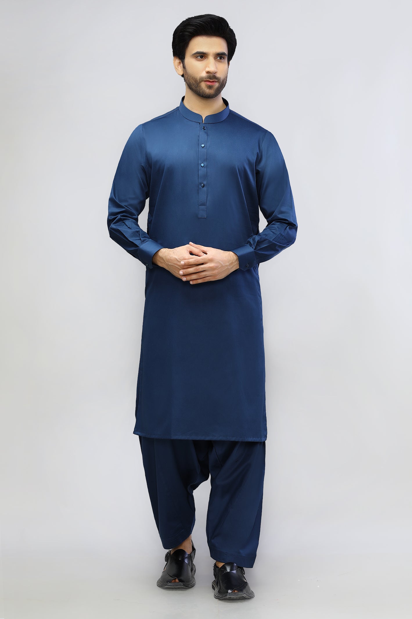 Dark Blue Wash & Wear Shalwar Kameez - Diners