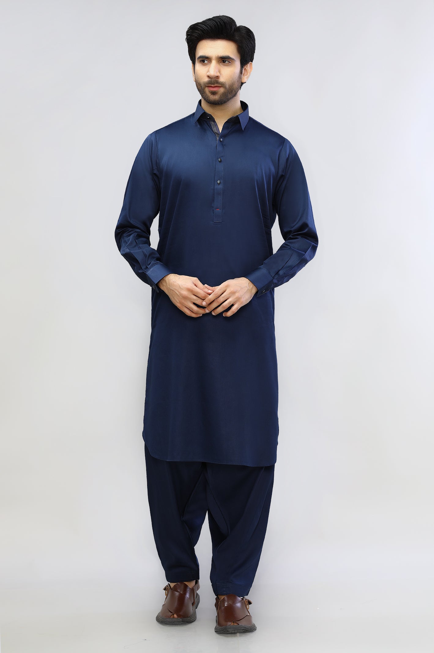 Navy Blue Wash & Wear Shalwar Kameez – Diners Pakistan