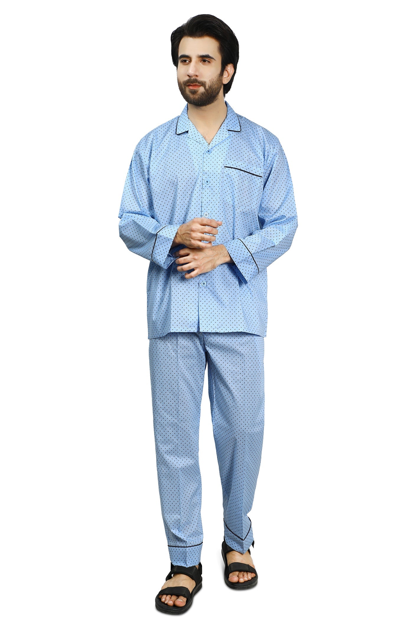Diner's Night Suit for Men SKU: FNS005-SKY BLUE - Diners