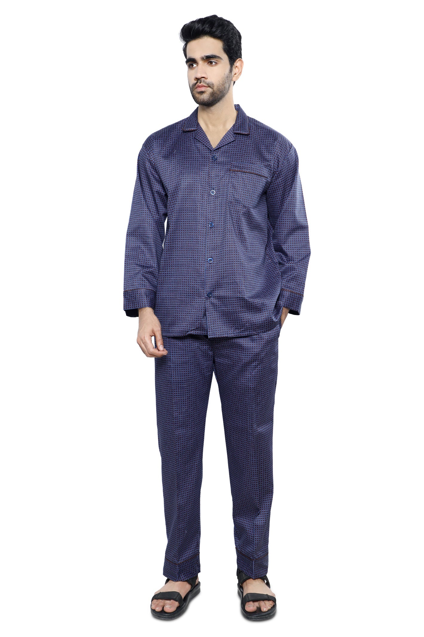 Diner's Night Suit for Men SKU: FNS006-N-BLUE - Diners