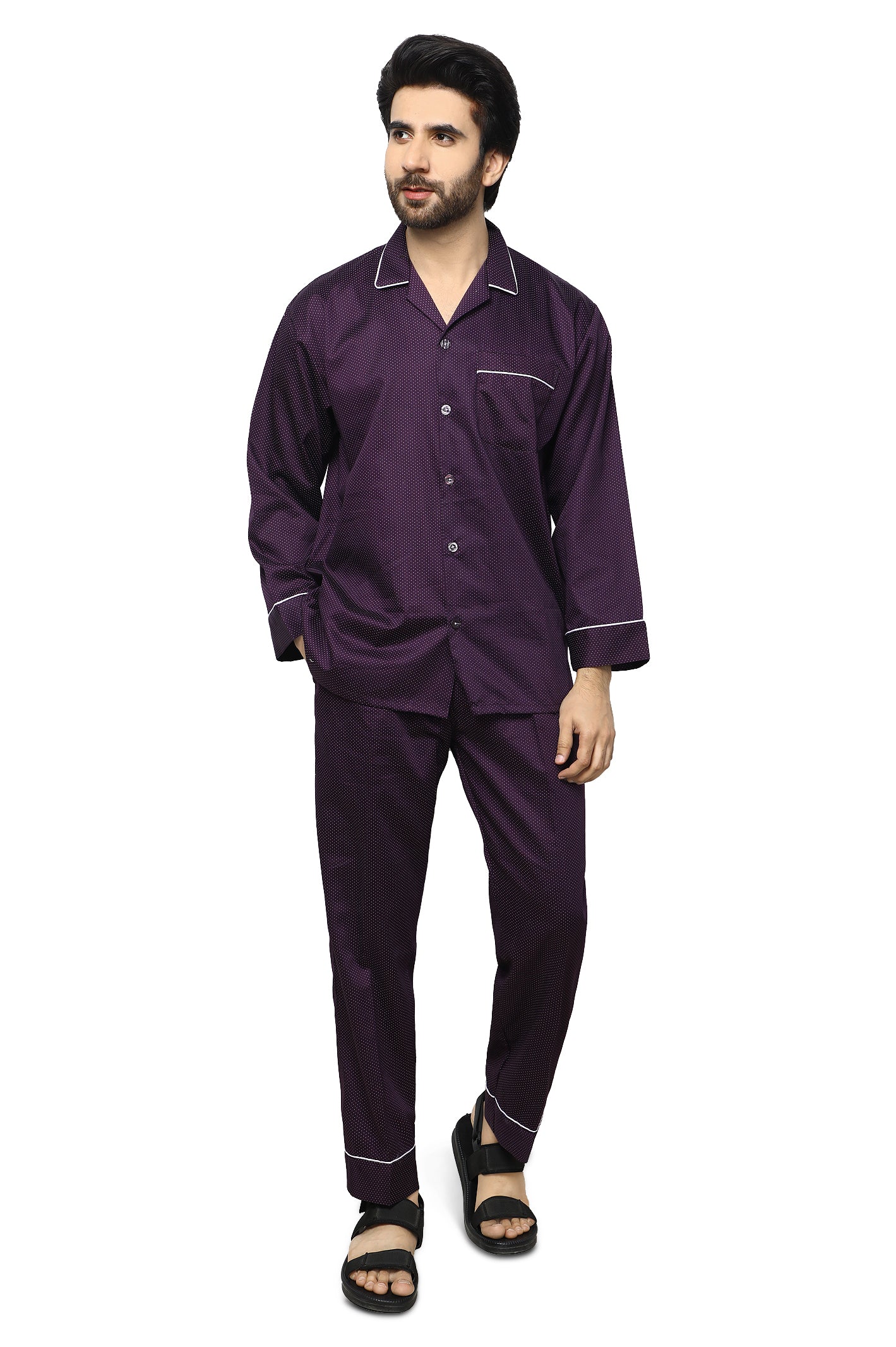 Diner's Night Suit for Men SKU: FNS008-D-PURPLE - Diners