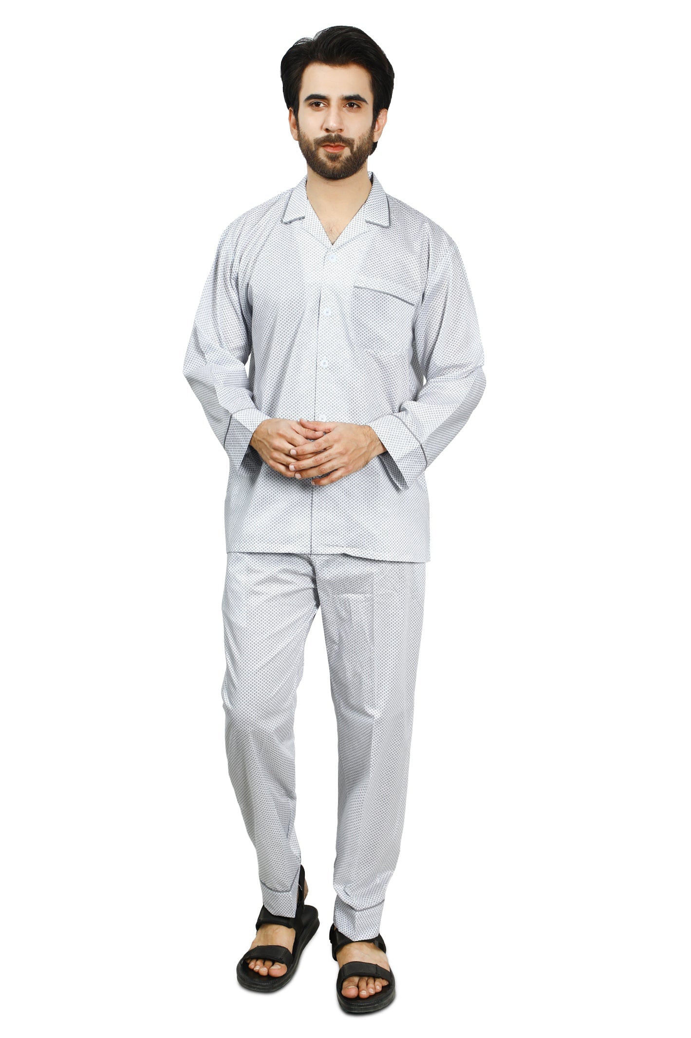 Diner's Night Suit for Men SKU: FNS009-WHITE - Diners