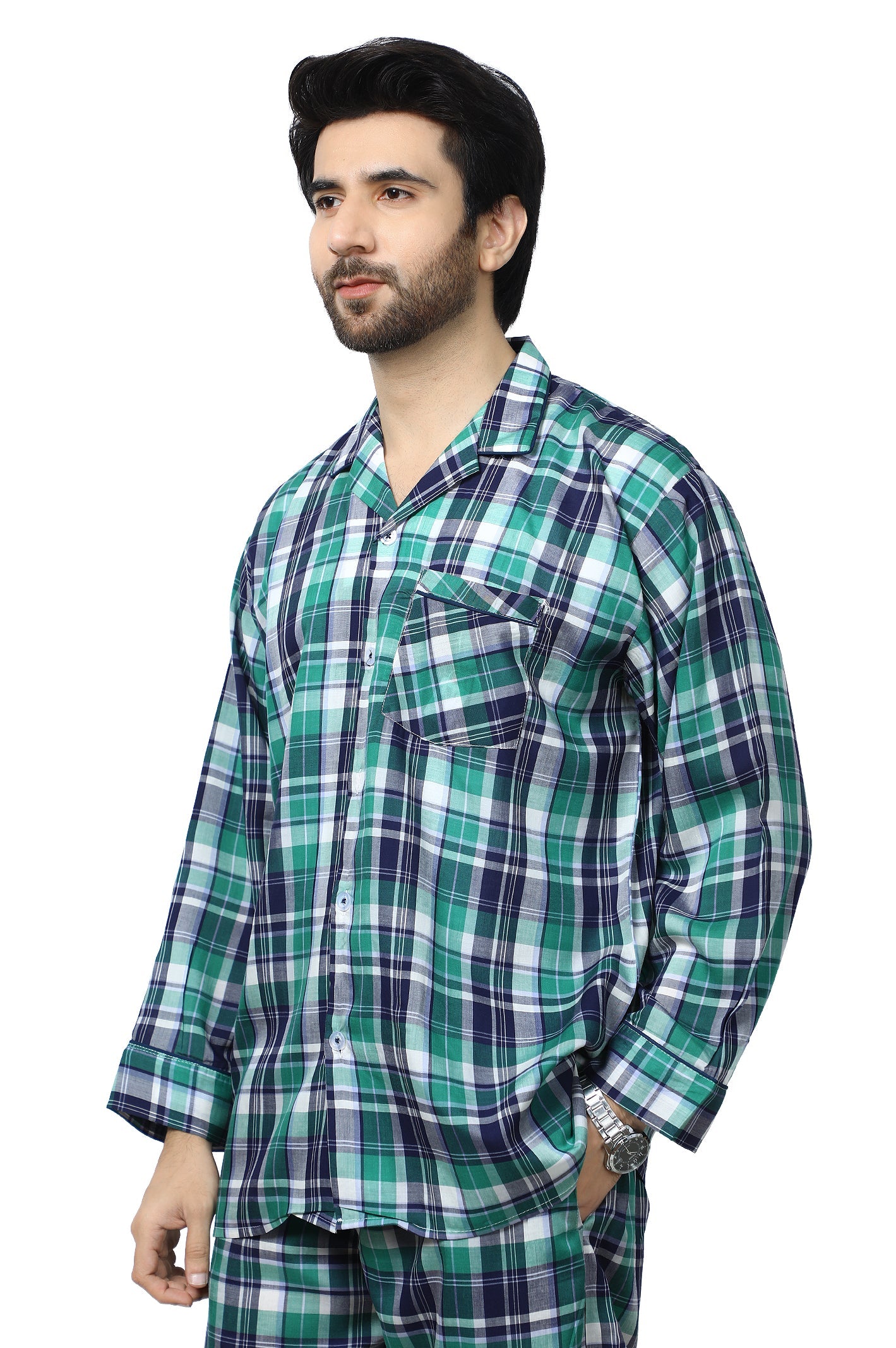 Diner's Night Suit for Men SKU: FNS015-GREEN - Diners