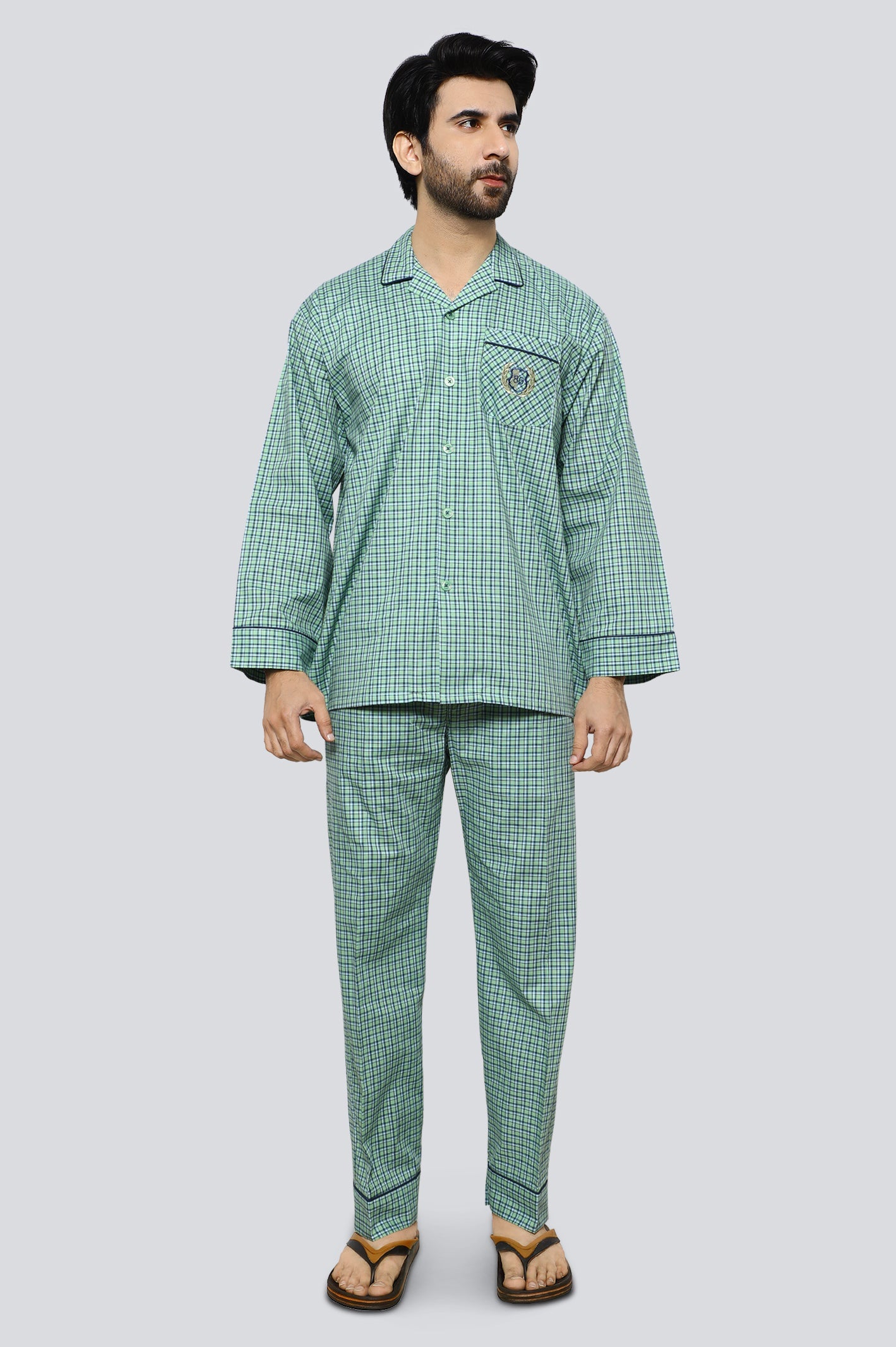 Diner's Night Suit for Men SKU: FNS020-GREEN - Diners