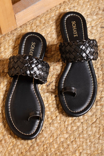 Sohaye Braided Kohlapuri for Women's SKU: FWKP009-BLACK - Diners