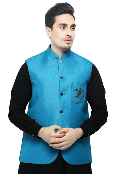 Waist coat For Men SKU: GA3391-TEAL - Diners