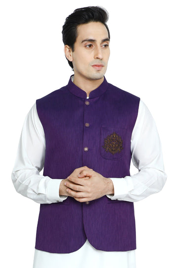 Waist coat For Men SKU: GA3393-D-PURPLE - Diners