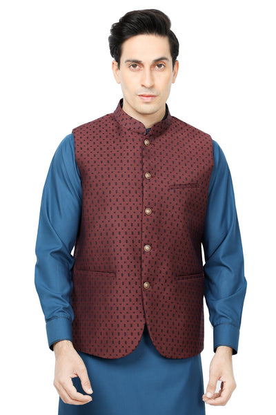 Waist coat For Men SKU: GA3430-MAROON - Diners