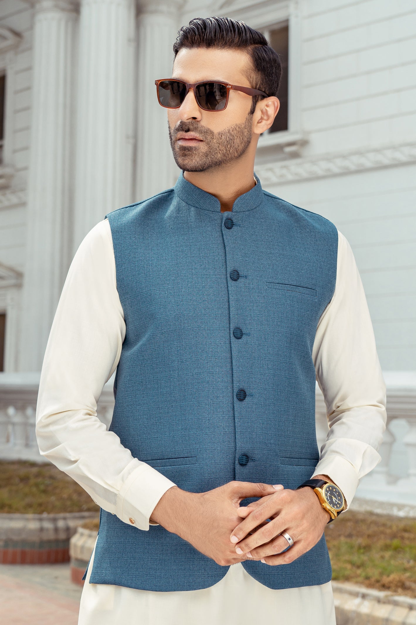 Waist coat For Men SKU: GA3490-BLUE - Diners