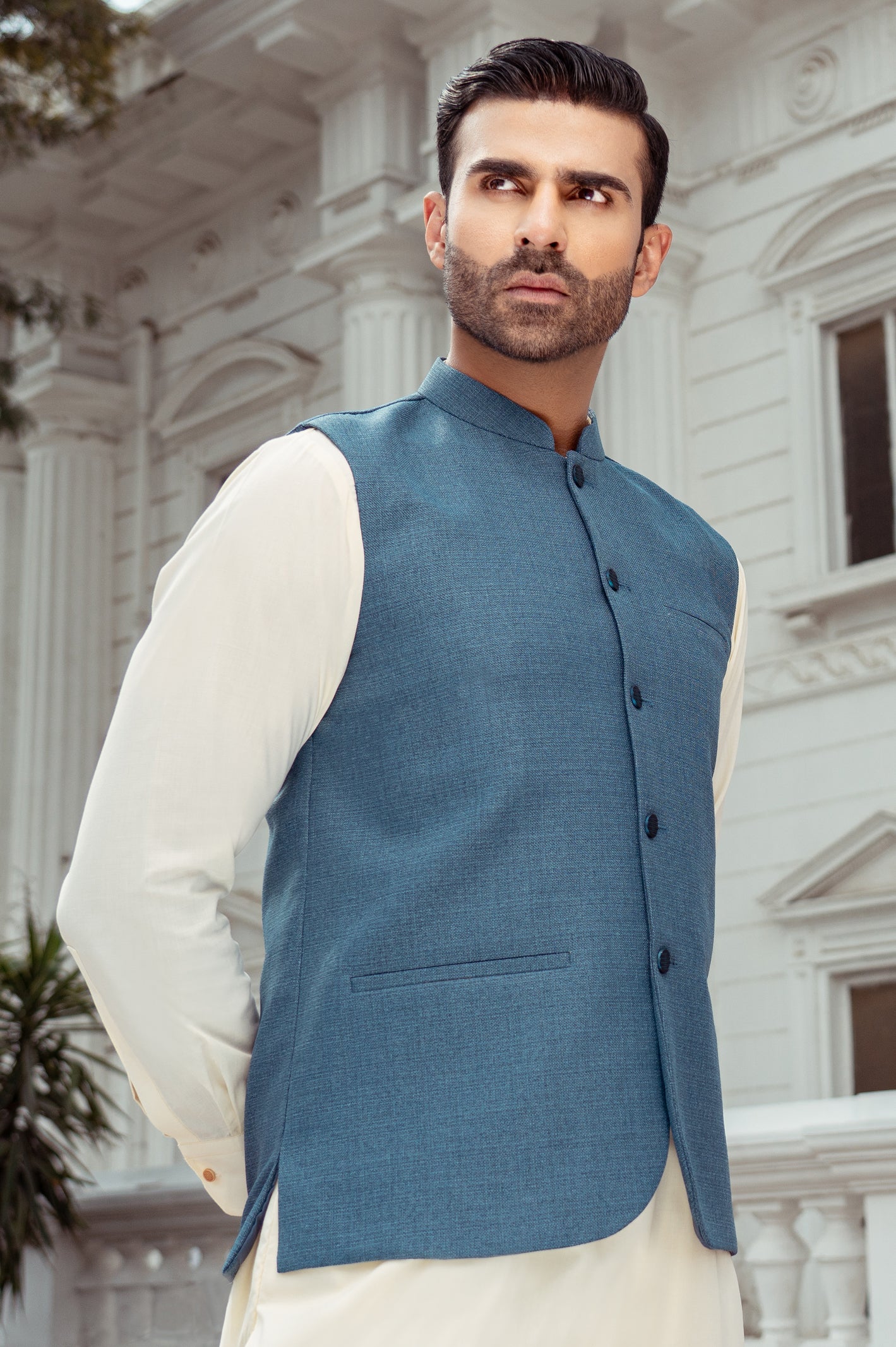 Waist coat For Men SKU: GA3490-BLUE - Diners