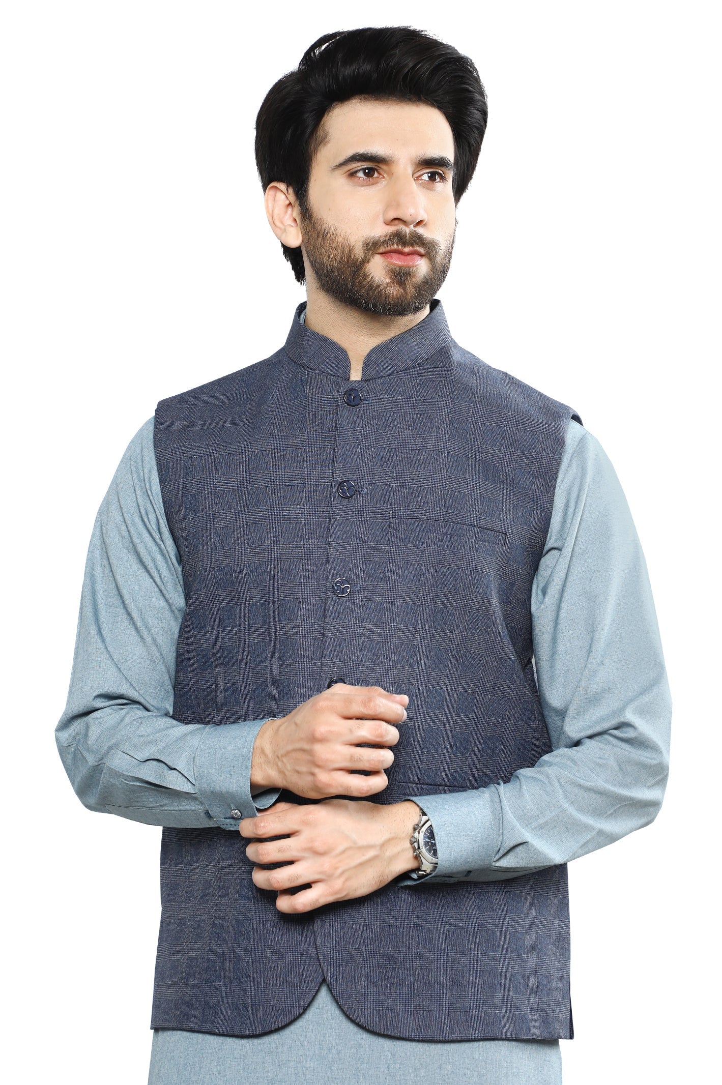 Waist coat For Men SKU: GA3517-BLUE - Diners