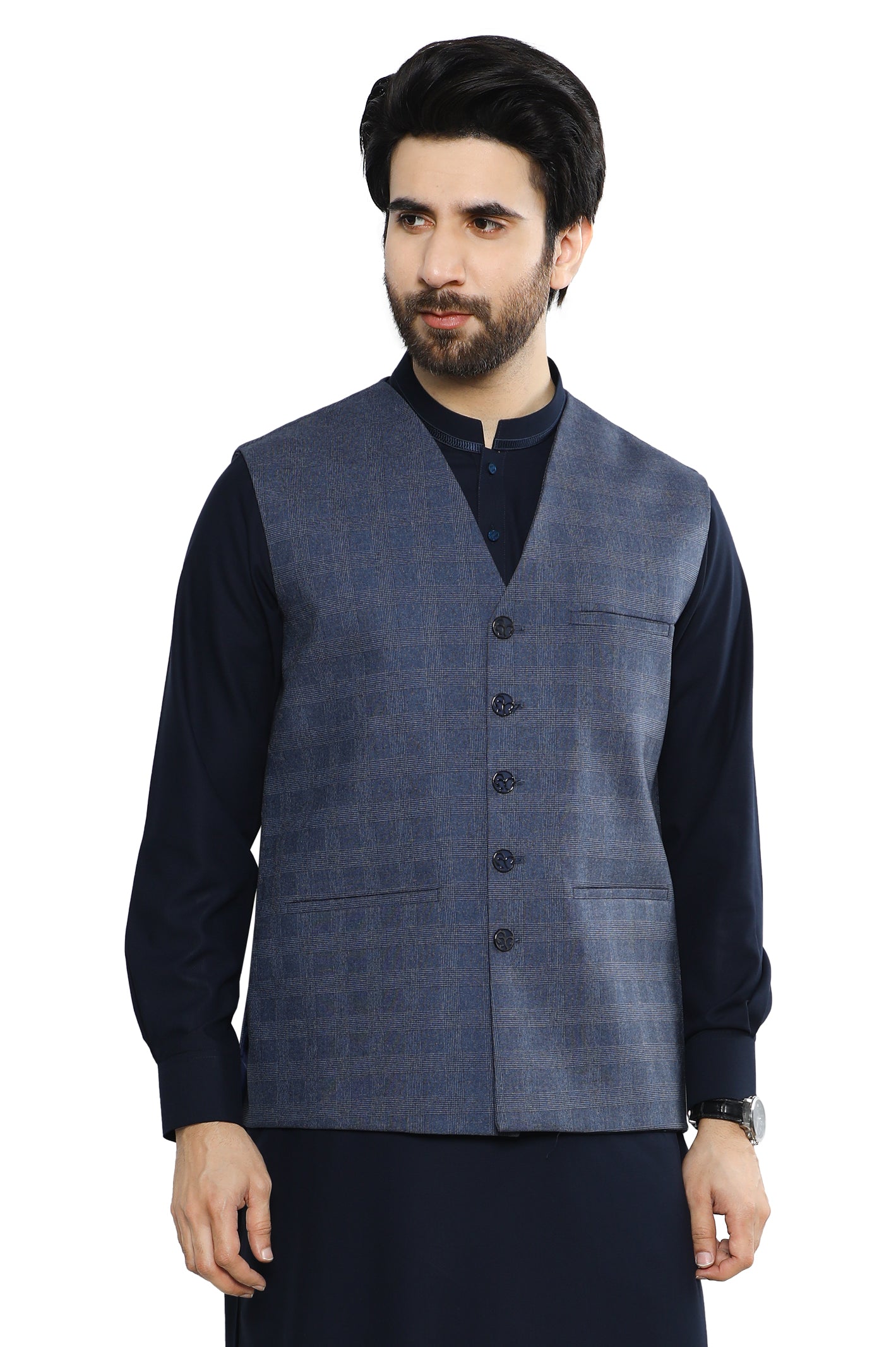 Waist coat For Men SKU: GA3518-BLUE - Diners