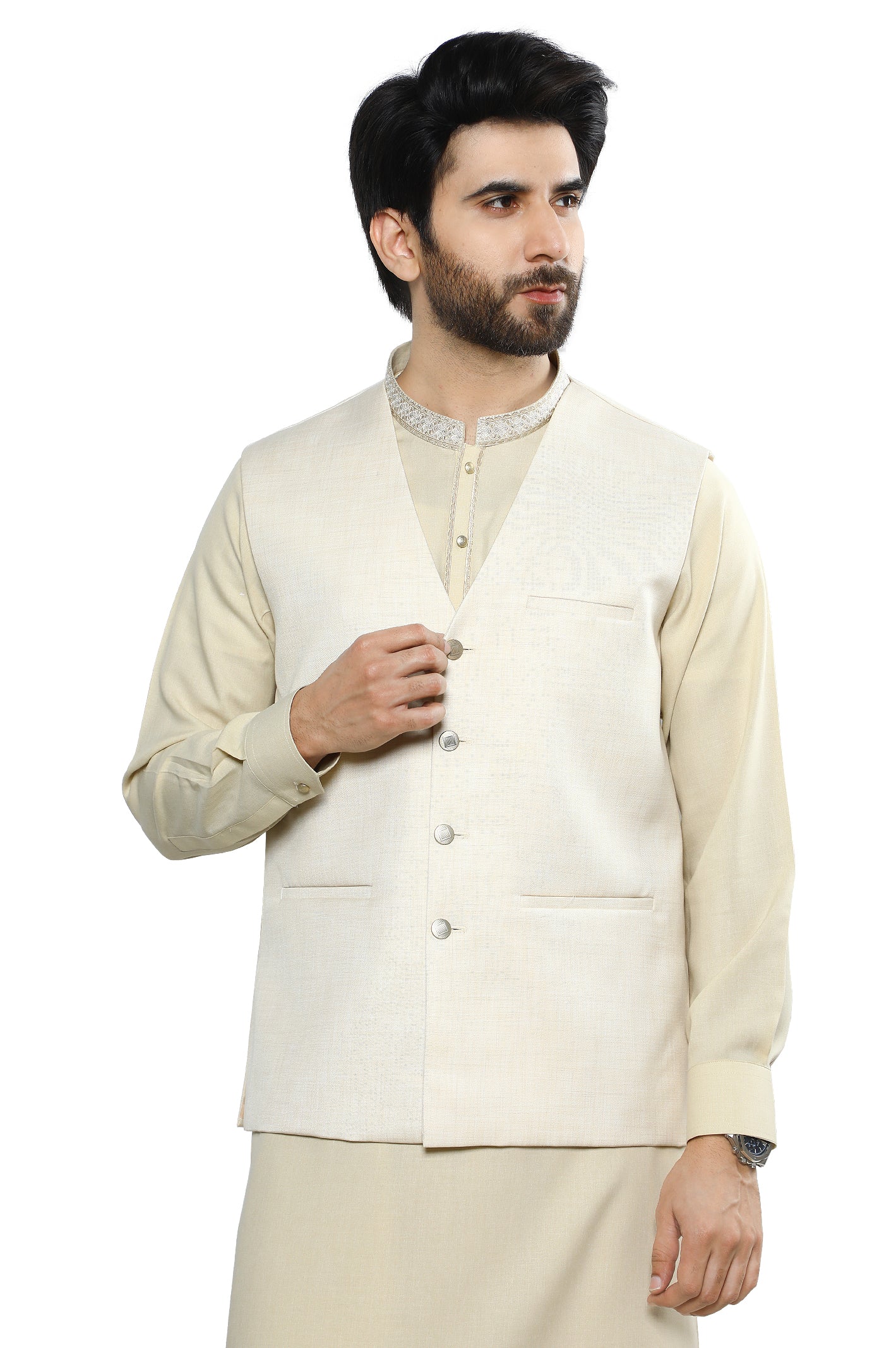 Waist coat For Men SKU: GA3523-CREAM - Diners