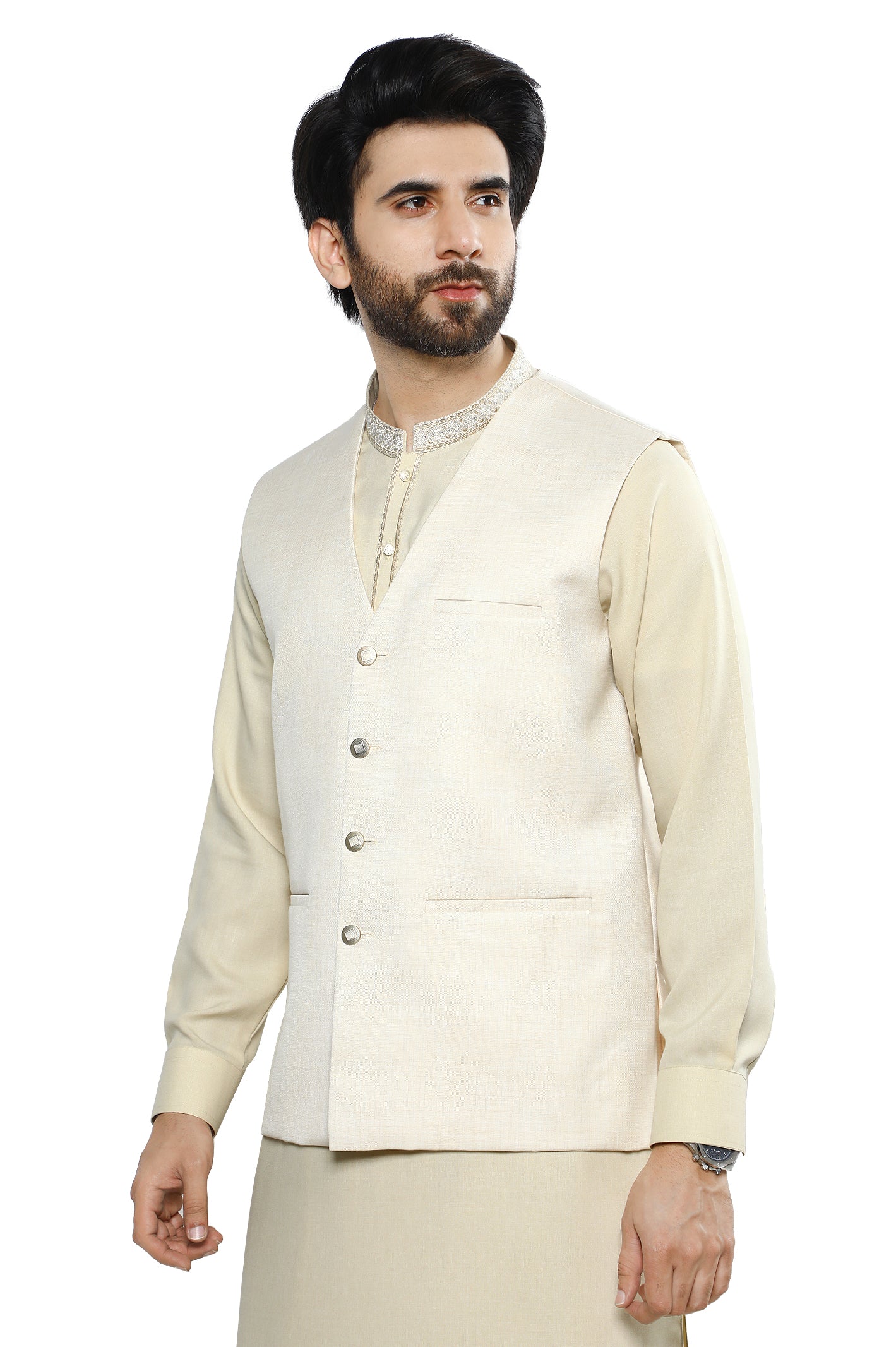 Waist coat For Men SKU: GA3523-CREAM - Diners