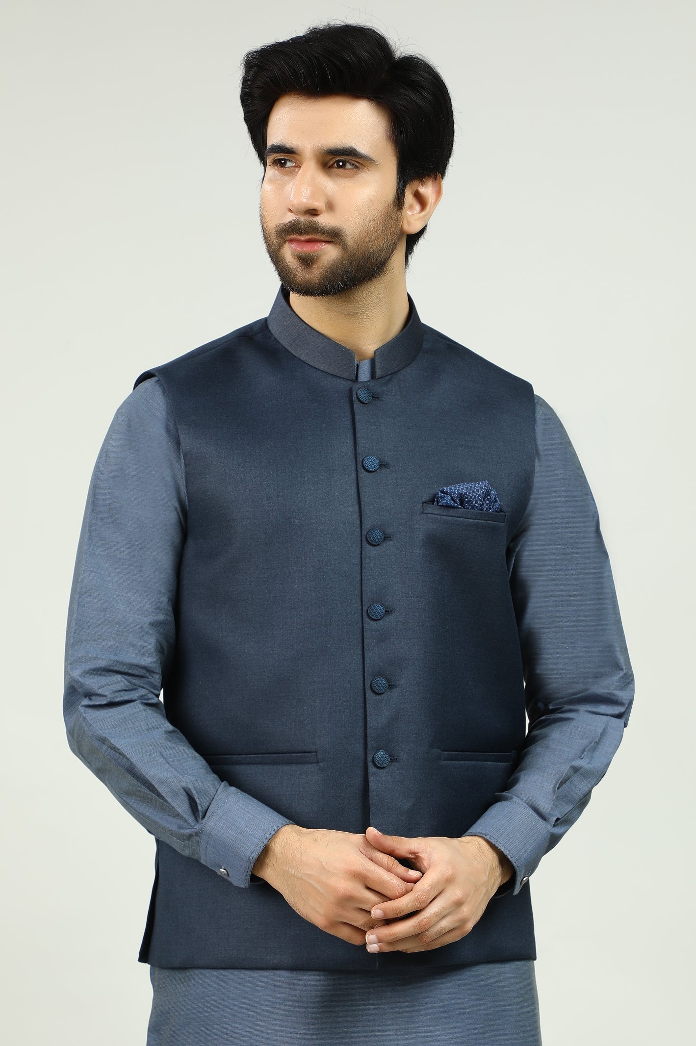 Blue Waistcoat For Men - Diners
