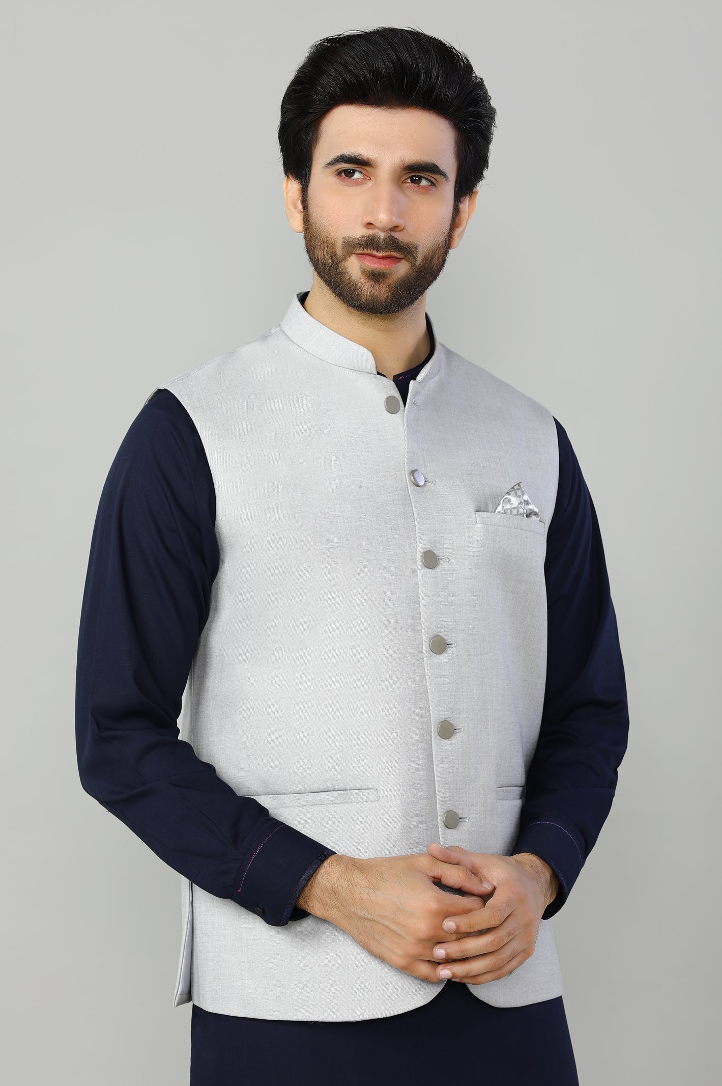 Light Grey Waistcoat For Men - Diners