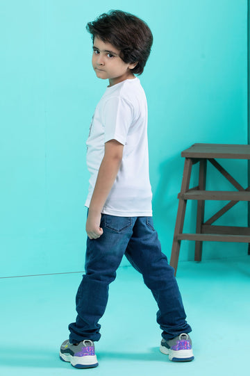 Boys Round Neck T-Shirt SKU: KBA-0415-WHITE - Diners