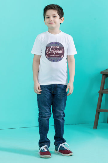 Boys Round Neck T-Shirt SKU: KBA-0417-WHITE - Diners