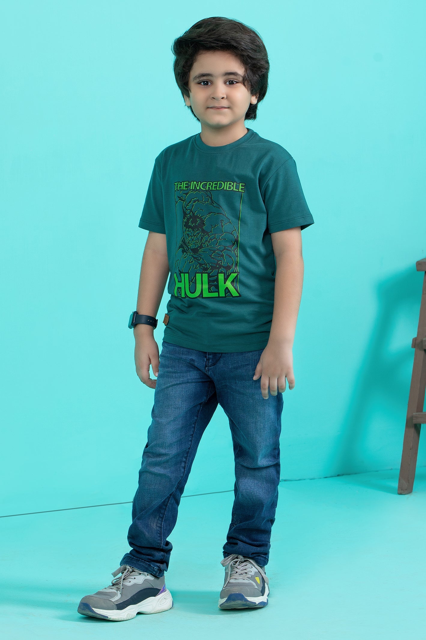 Boys Round Neck T-Shirt SKU: KBA-0428-GREEN - Diners