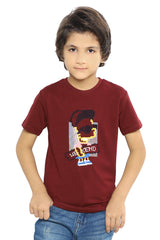 Boys Round Neck T-Shirt SKU: KBA-0432-BARGUNDI - Diners