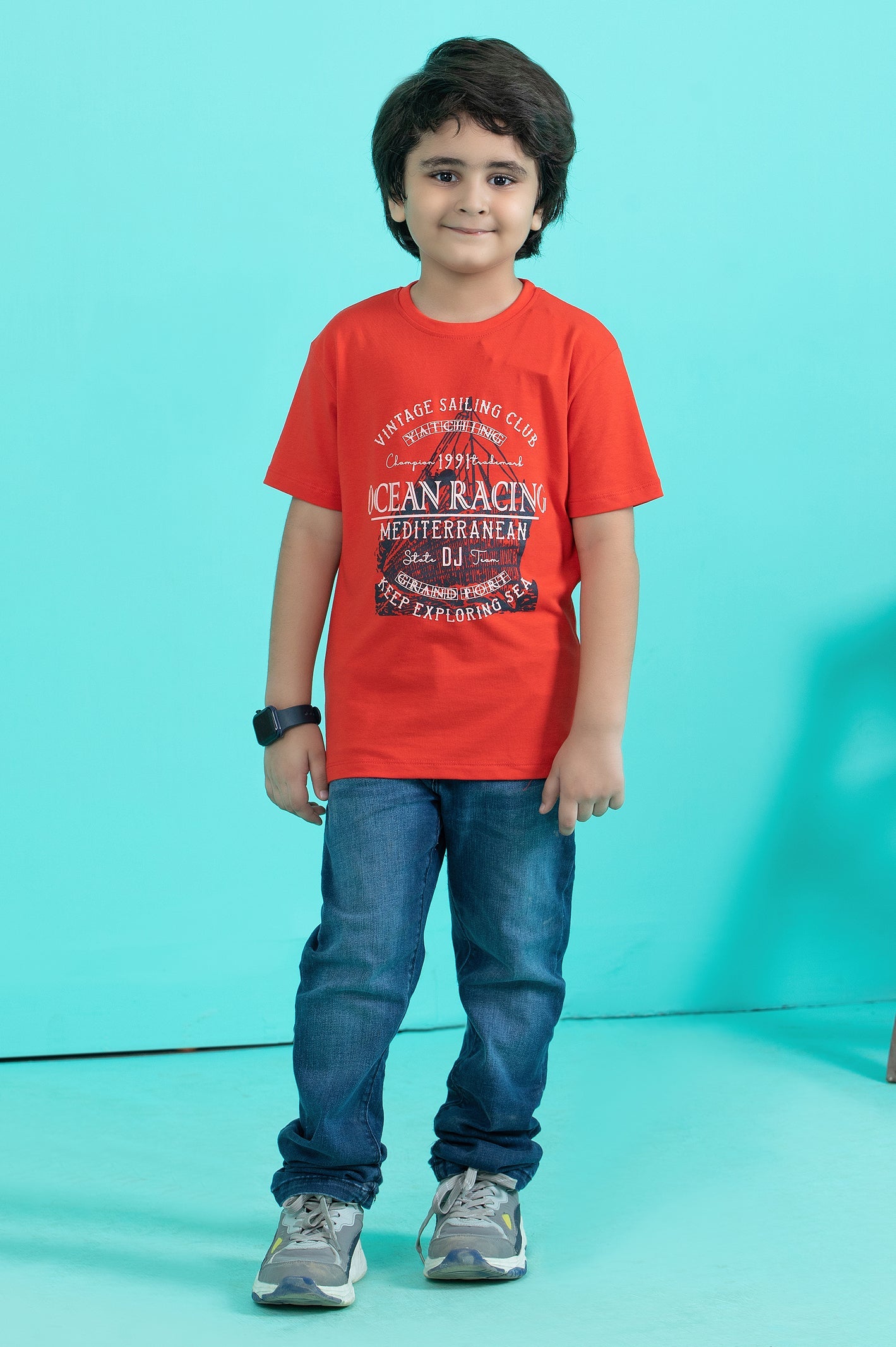 Boys Round Neck T-Shirt SKU: KBA-0438-RED - Diners