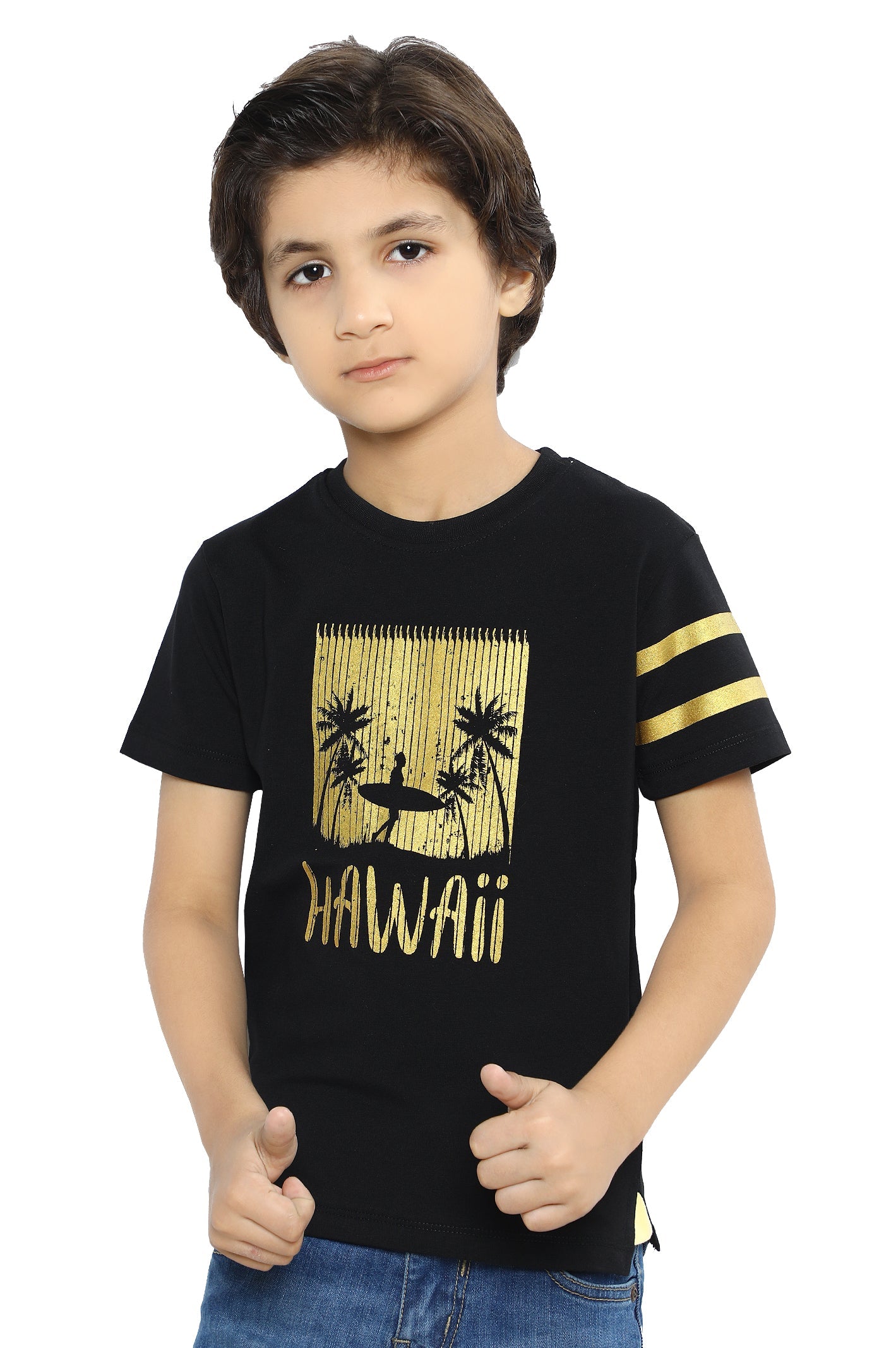 Boys Round Neck T-Shirt SKU: KBA-0440-BLACK - Diners