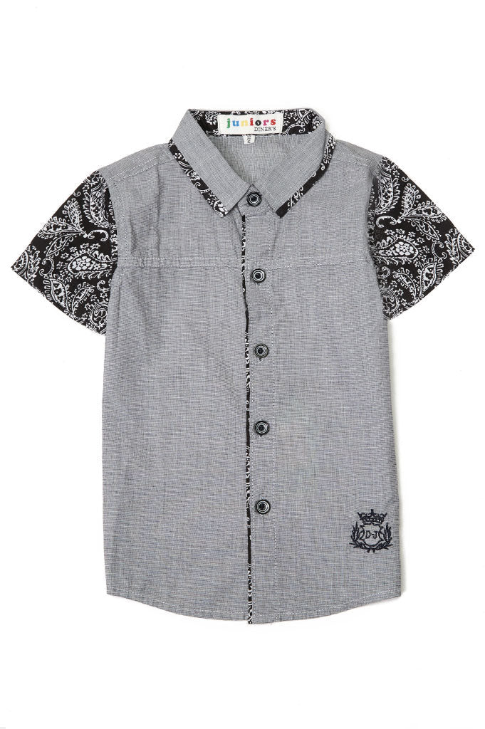 Boys Casual Shirt In Grey SKU: KBB0226-Grey - Diners