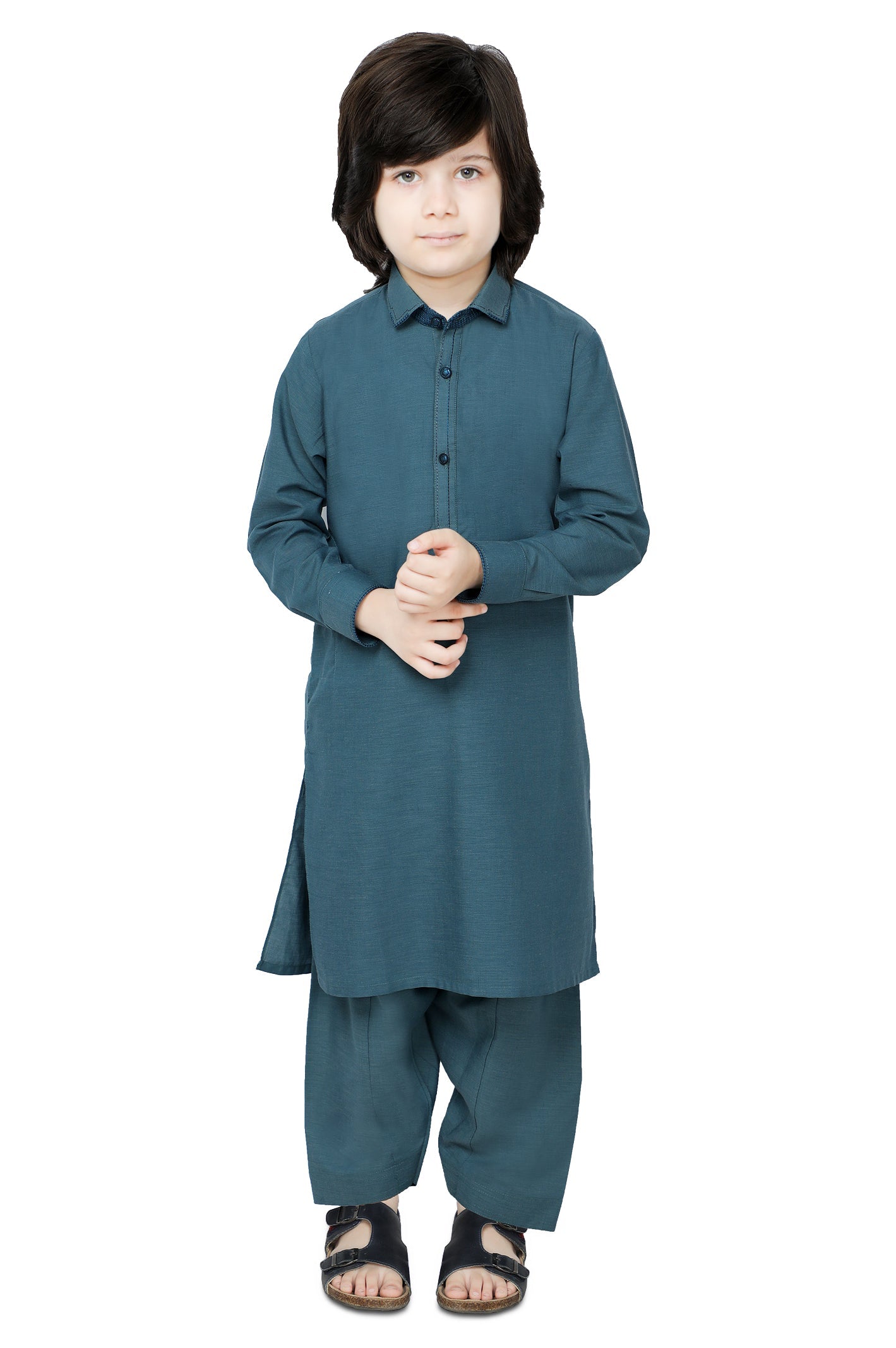 Boys Shalwar Suit In D-Green SKU: KBH-0097-D-GREEN - Diners