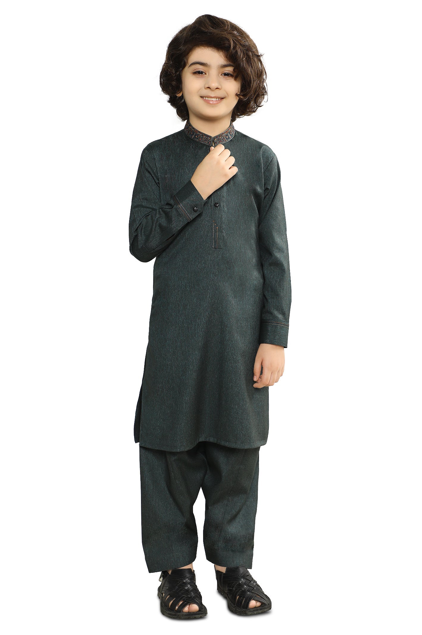Boys Shalwar Suit SKU: KBH-0124-D-GREY - Diners