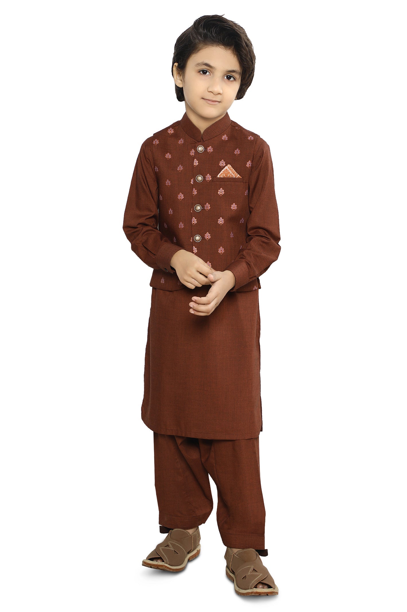 Boys Shalwar Suit SKU: KBH-0131-RUST - Diners