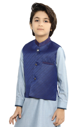 Kid Formal Blue Waist Coat