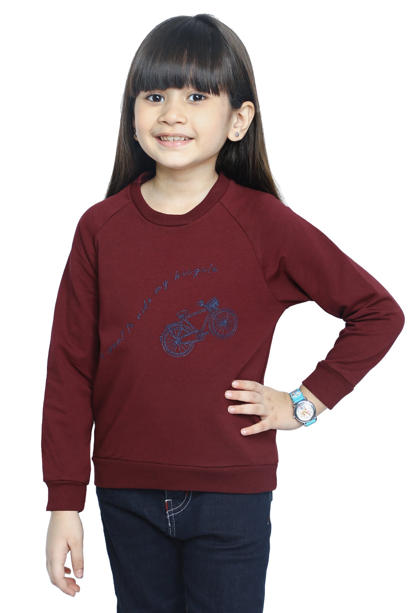 Sweatshirt For Girls SKU: KGA-0192-PLUM - Diners