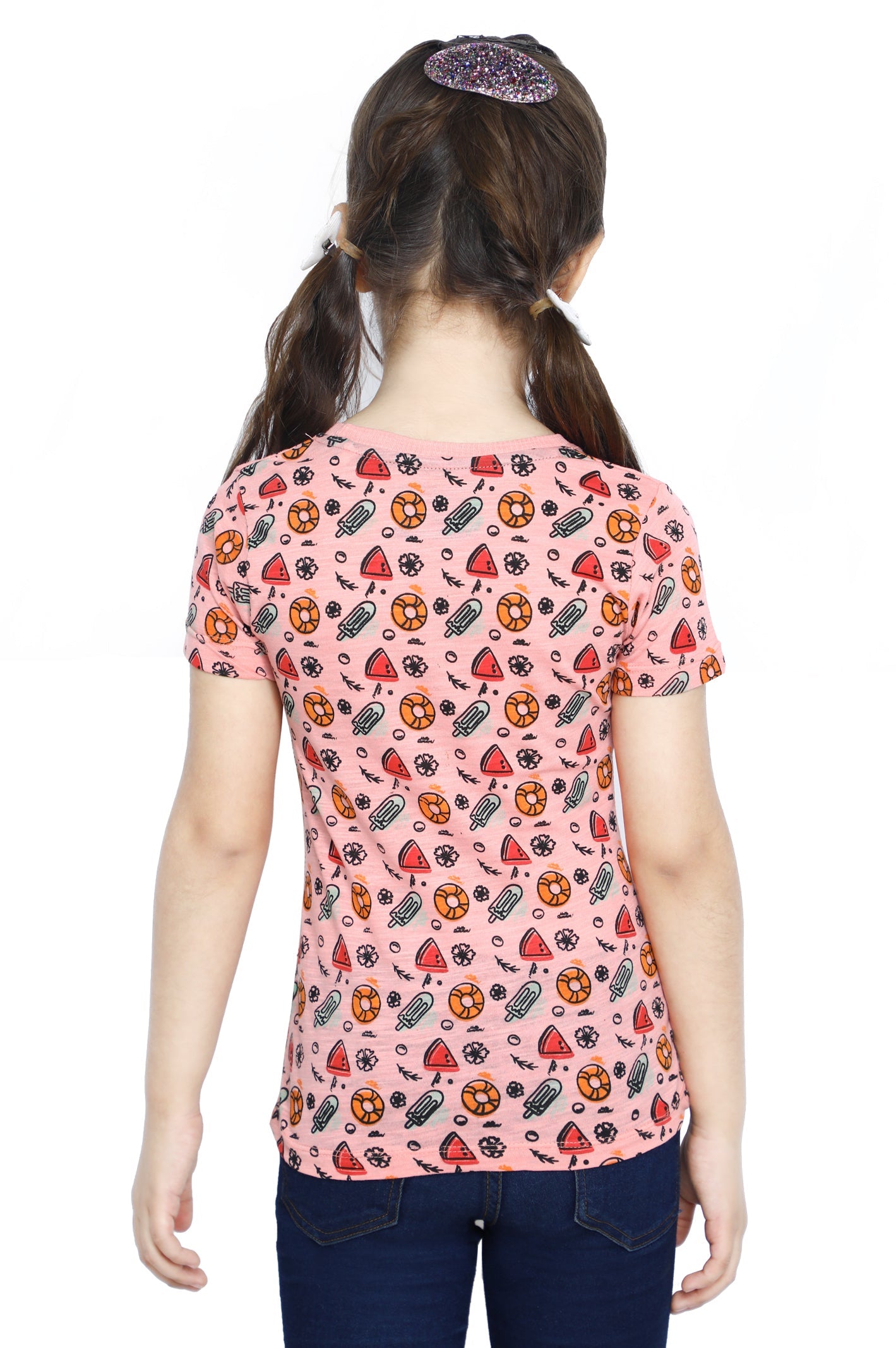 Girls T-Shirt In Peach SKU: KGA-0198-PEACH - Diners
