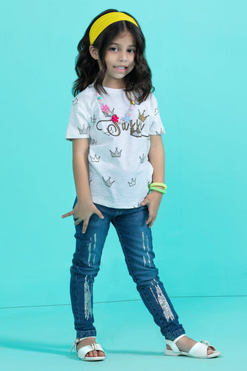 Girls T-Shirt In White SKU: KGA-0235-WHITE - Diners