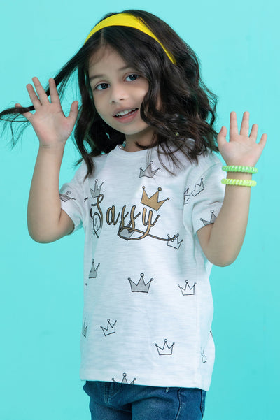 Girls T-Shirt In White SKU: KGA-0235-WHITE - Diners