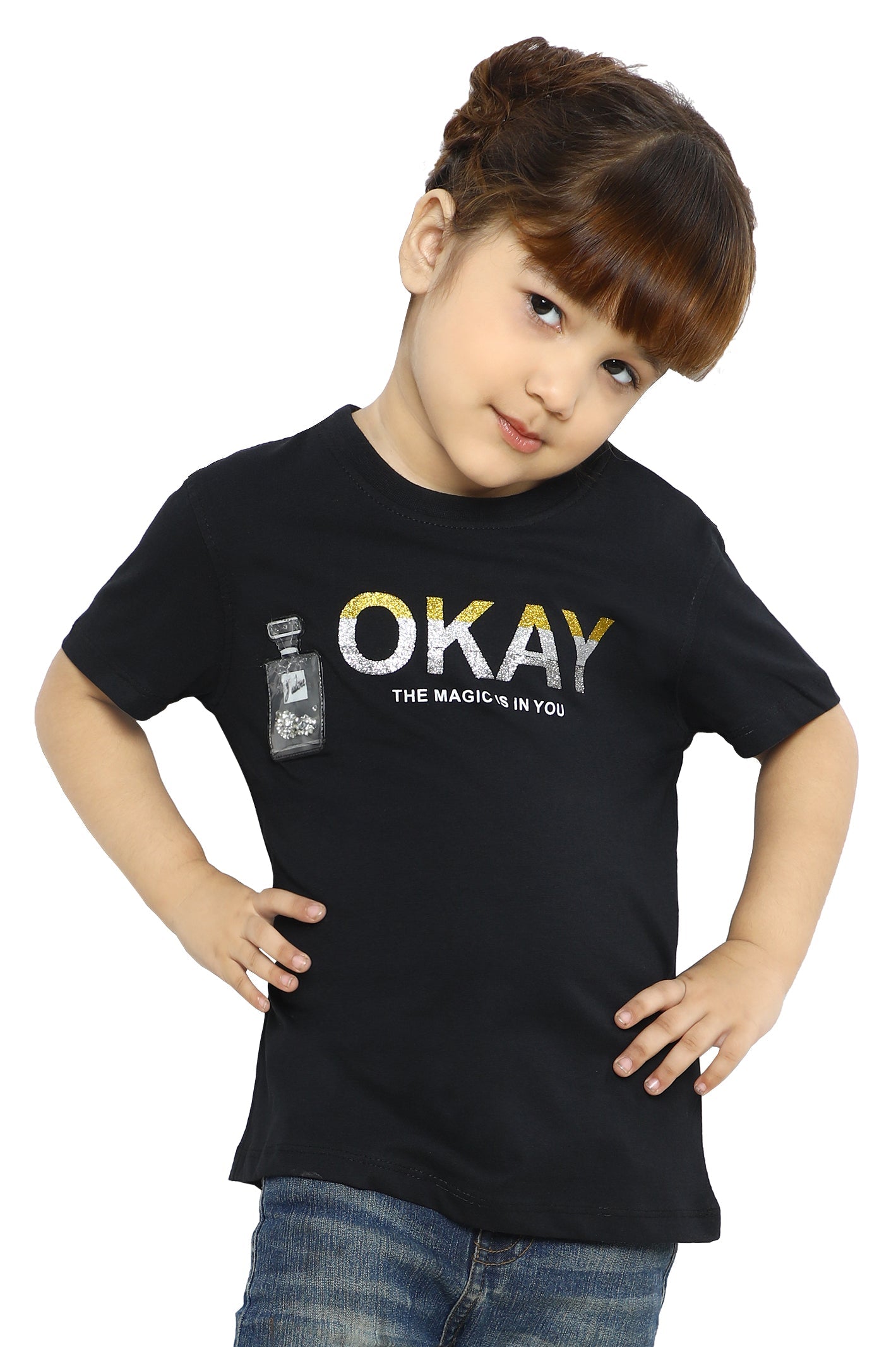 Girls T-Shirt In Black SKU: KGA-0262-BLACK - Diners
